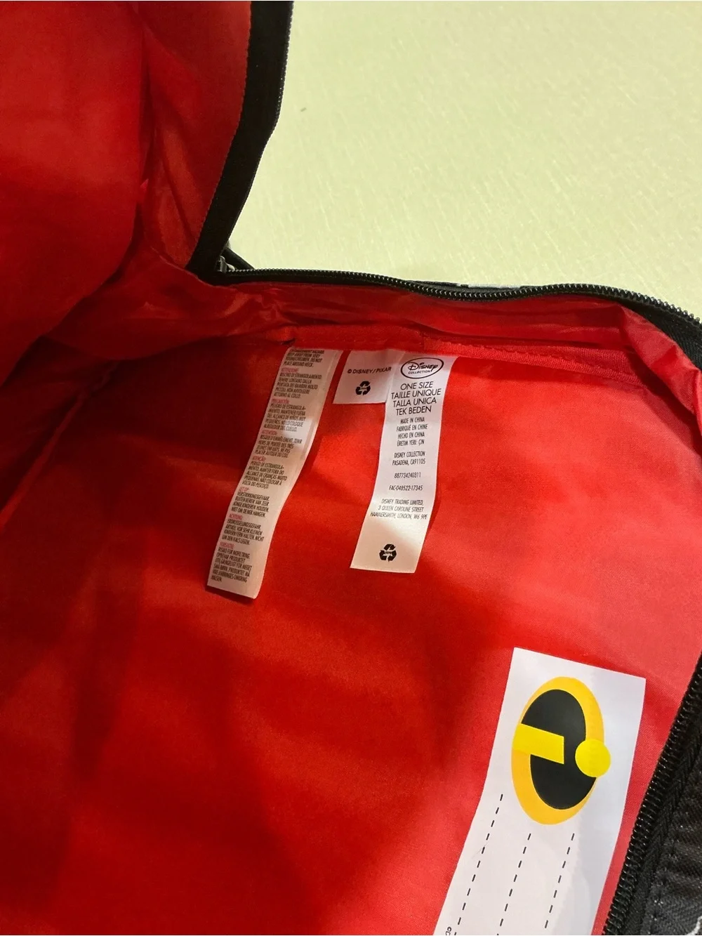 Disney The Incredibles Backpack Black Red All Over Print Kids NWT